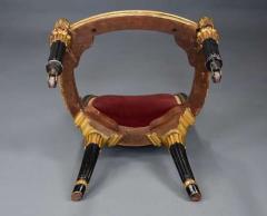Rare early 19th century English Regency ebonised and gilt side chair - 4753016