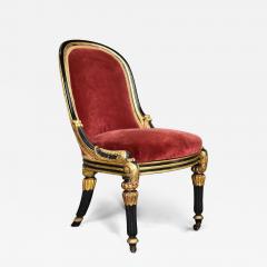Rare early 19th century English Regency ebonised and gilt side chair - 4753847
