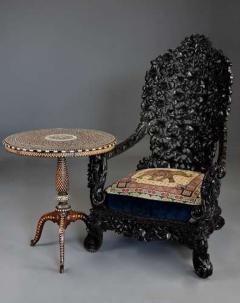 Rare highly decorative profusely carved 19thc Indian armchair - 4752941