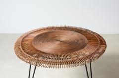 Rare large coffee table with beautiful woven rush workmanship - 3732309