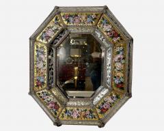 Rare octagonal Venetian mirror in etched glass and micro mosaic Circa 1865 - 3482183