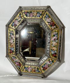 Rare octagonal Venetian mirror in etched glass and micro mosaic Circa 1865 - 3482188