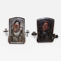 Rare pair of 19th century sconces with Chinese personages - 916881