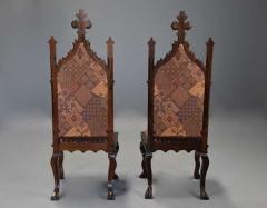 Rare pair of Channel Islands 19thc rosewood Gothic Revival hall chairs - 4806021
