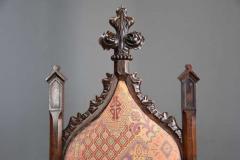Rare pair of Channel Islands 19thc rosewood Gothic Revival hall chairs - 4806025