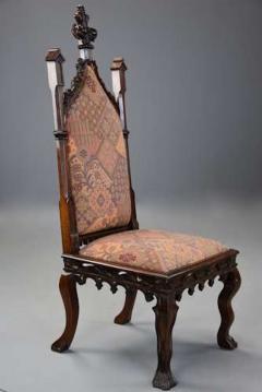 Rare pair of Channel Islands 19thc rosewood Gothic Revival hall chairs - 4806026