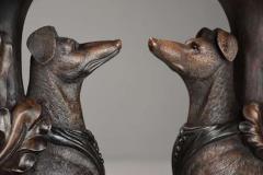 Rare pair of finely carved Black Forest hound side tables - 4776078