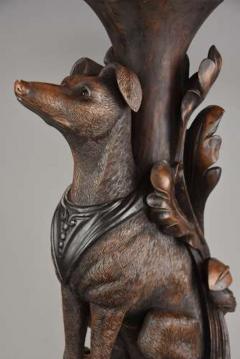 Rare pair of finely carved Black Forest hound side tables - 4776081