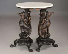 Rare pair of finely carved Black Forest hound side tables - 4776087