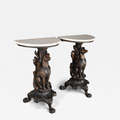 Rare pair of finely carved Black Forest hound side tables - 4777023