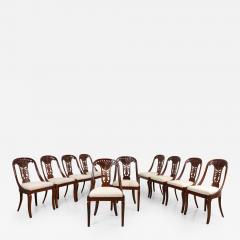 Rare set of 12 very refined dining chairs in walnut epoque Charles X - 2144851