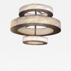 Rationalist Contemporary Italian Alabaster Marble and Iron Chandelier - 3898128