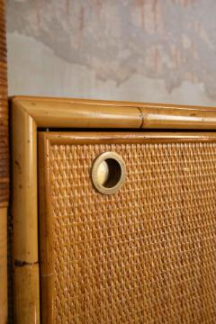 Rattan Bookcase with Drop Down Desk 1950s - 4364788