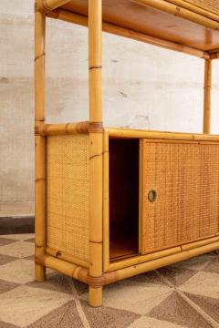 Rattan Bookcase with Drop Down Desk 1950s - 4364800