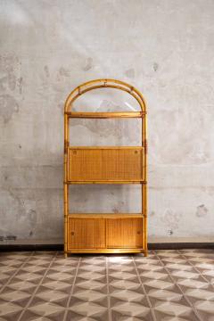 Rattan Bookcase with Drop Down Desk 1950s - 4581901