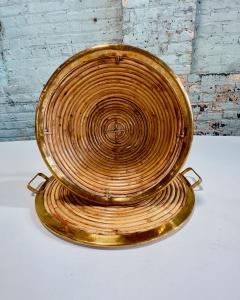 Rattan Brass Tray and Bowl Style of Gabriella Crespi Italy 1970 - 3260326
