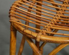 Rattan Round Side Table Stool France c 1950 - 4051686