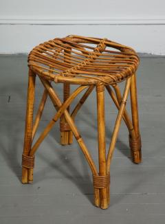 Rattan Round Side Table Stool France c 1950 - 4051687