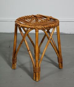 Rattan Round Side Table Stool France c 1950 - 4051688