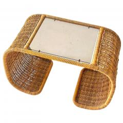 Rattan and Glass Waterfall Side End Table 1970 - 4314426