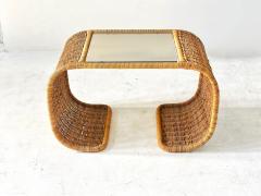 Rattan and Glass Waterfall Side End Table 1970 - 4314427