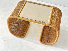 Rattan and Glass Waterfall Side End Table 1970 - 4314428