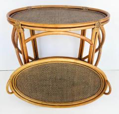 Rattan and Woven Grasscloth Oval Removable Tray Top Table - 3613959