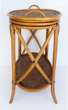 Rattan and Woven Grasscloth Oval Removable Tray Top Table - 3614038