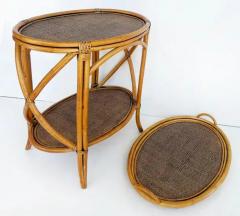 Rattan and Woven Grasscloth Oval Removable Tray Top Table - 3614049