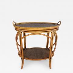 Rattan and Woven Grasscloth Oval Removable Tray Top Table - 3614866