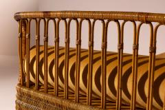 Rattan and bent bamboo daybed Italian manufacture 1960s - 4205795
