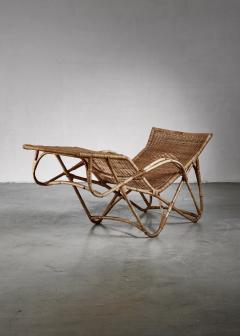 Rattan and cane chaise longue - 4701566