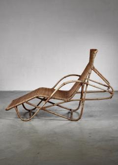 Rattan and cane chaise longue - 4701567