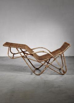 Rattan and cane chaise longue - 4701568