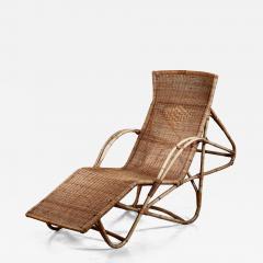Rattan and cane chaise longue - 4701619