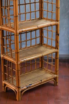Rattan and wicker bookcase Italy 1980 - 3485150