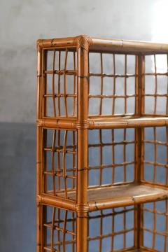Rattan and wicker bookcase Italy 1980 - 3485151