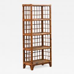 Rattan and wicker bookcase Italy 1980 - 3514626