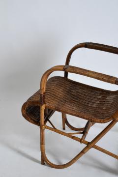 Rattan and wicker high back armchair 1950s  - 4823522