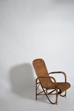 Rattan and wicker high back armchair 1950s  - 4823523