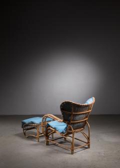 Rattan chair with ottoman Finland - 2546791