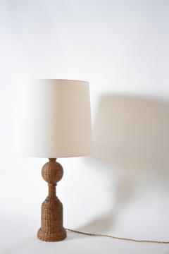 Rattan skin baluster table lamp 1970s  - 4822413