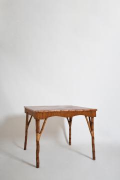 Rattan square game table 1950s  - 4682883