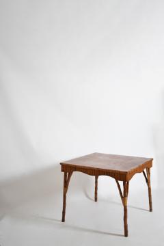 Rattan square game table 1950s  - 4682885