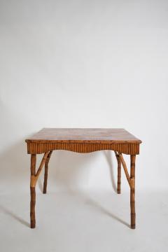 Rattan square game table 1950s  - 4682886