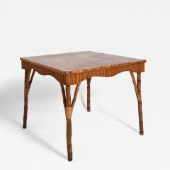 Rattan square game table 1950s  - 4682908