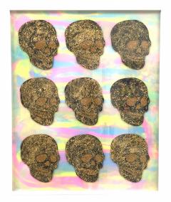 Ray Geary Ray Geary Tie Die Gold Skulls Artpiece - 3186283