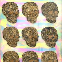 Ray Geary Ray Geary Tie Die Gold Skulls Artpiece - 3186284