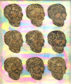 Ray Geary Ray Geary Tie Die Gold Skulls Artpiece - 3198115