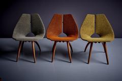 Ray Komai Rare Set of three upholstered early Ray Komai Plywood Lounge Chairs USA 1940s - 3347311